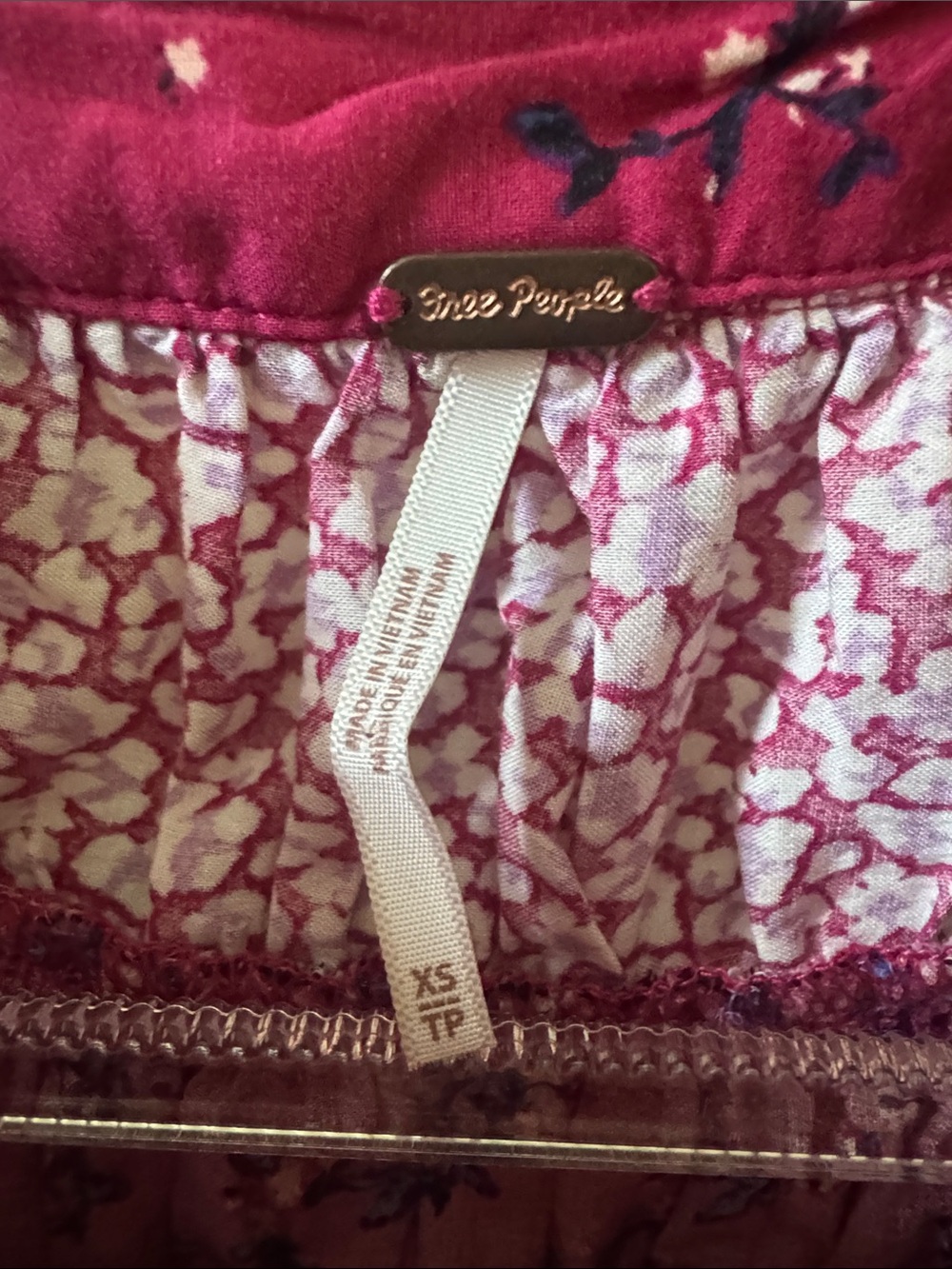 Free People Raspberry Floral Button-Down Blouse - Picture 2 of 7